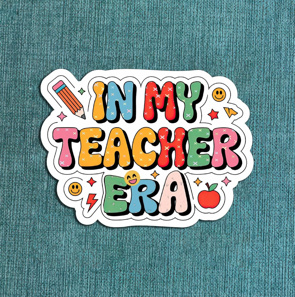3Pcs in My Teacher Era Sticker - School - Teacher Life - Cute Sticker for Water Bottle - Laptop - Tablet - Notebook - Mug - Phone