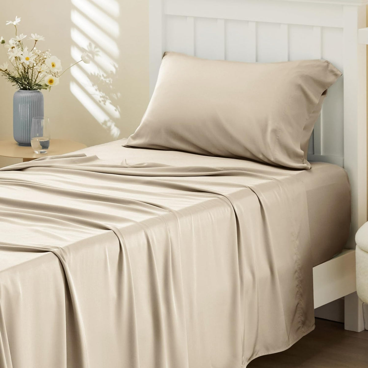 Bedsure PureWoven 100% Rayon Derived from Bamboo, King Size Sheets Set