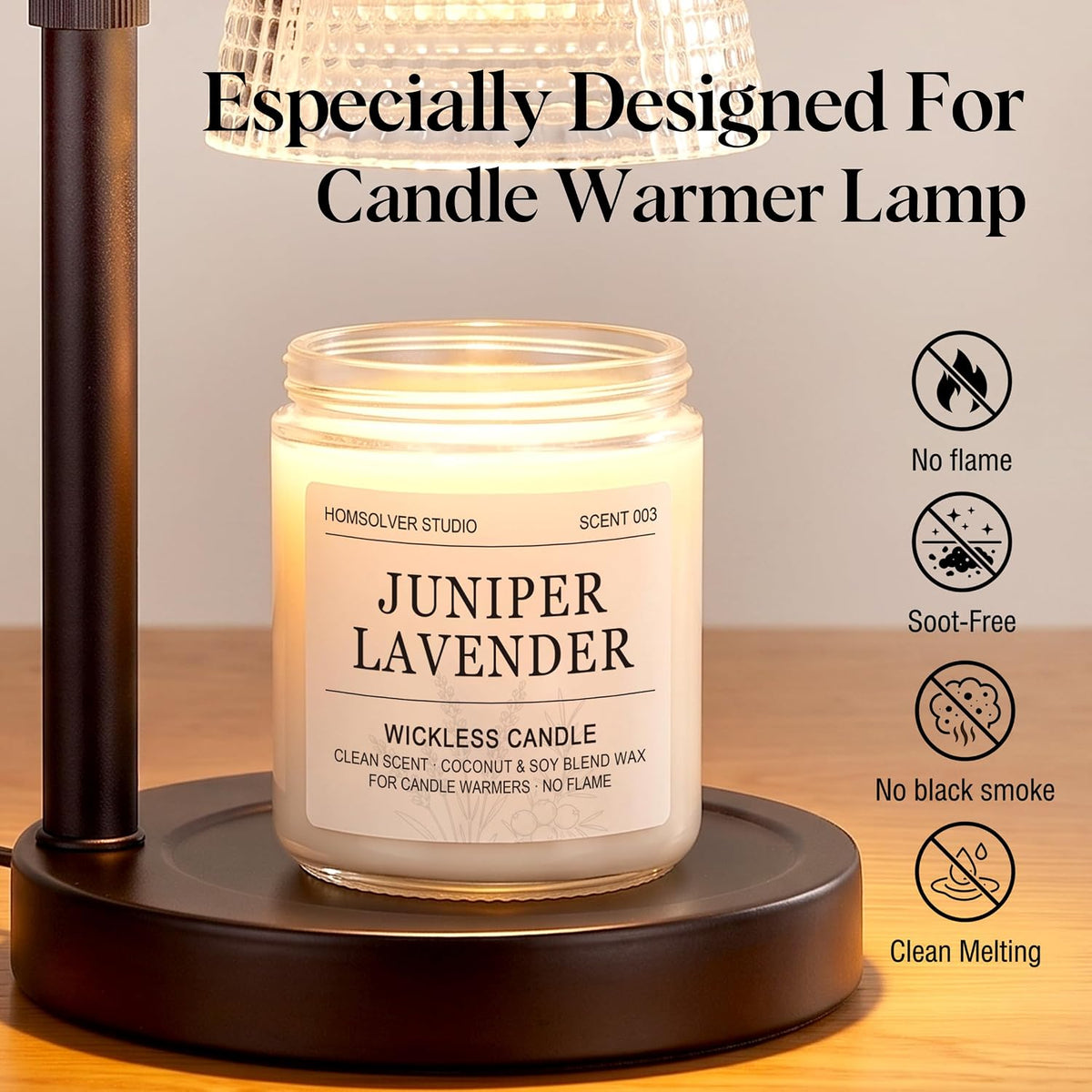 Homsolver Juniper Lavender Wickless Candles for Candle Warmer Lamp, Flameless Non-Toxic Soy Scented Candles for Home Decor, 50H Lasting Clean Burn, Ideal Aromatherapy Gifts for Women & Men