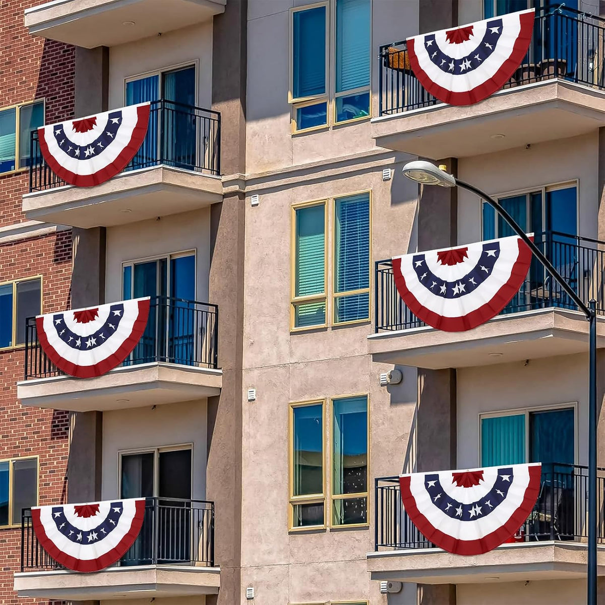 4PCS 3x6 Ft American Pleated Fan Flag, Patriotic Half Fan Bunting Flag