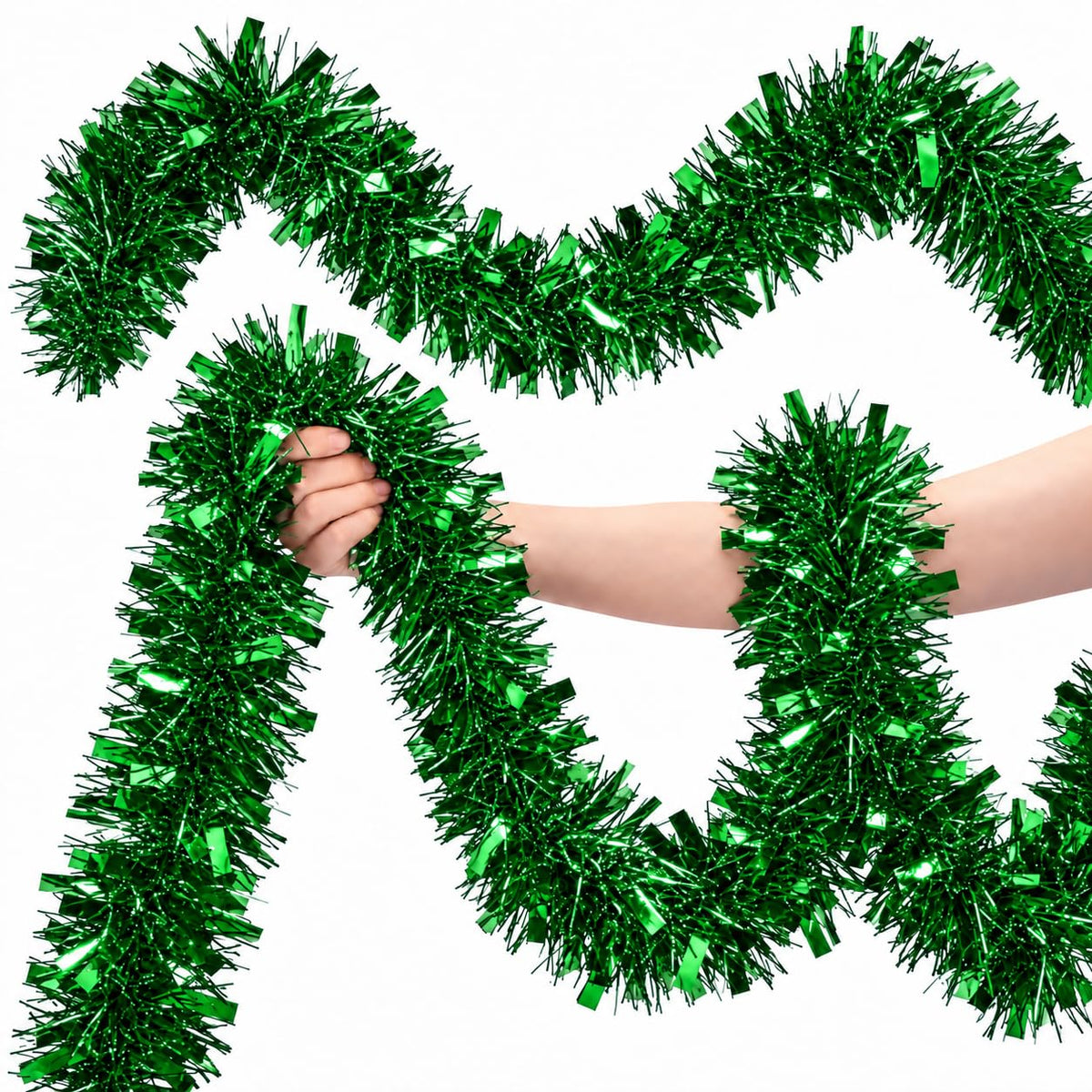 Watayo 52.5 Ft Glitter Tinsel Garland Decoration, Metallic Tinsel Twist Garland, Golf Cart Shiny Tinsels for Party Decor