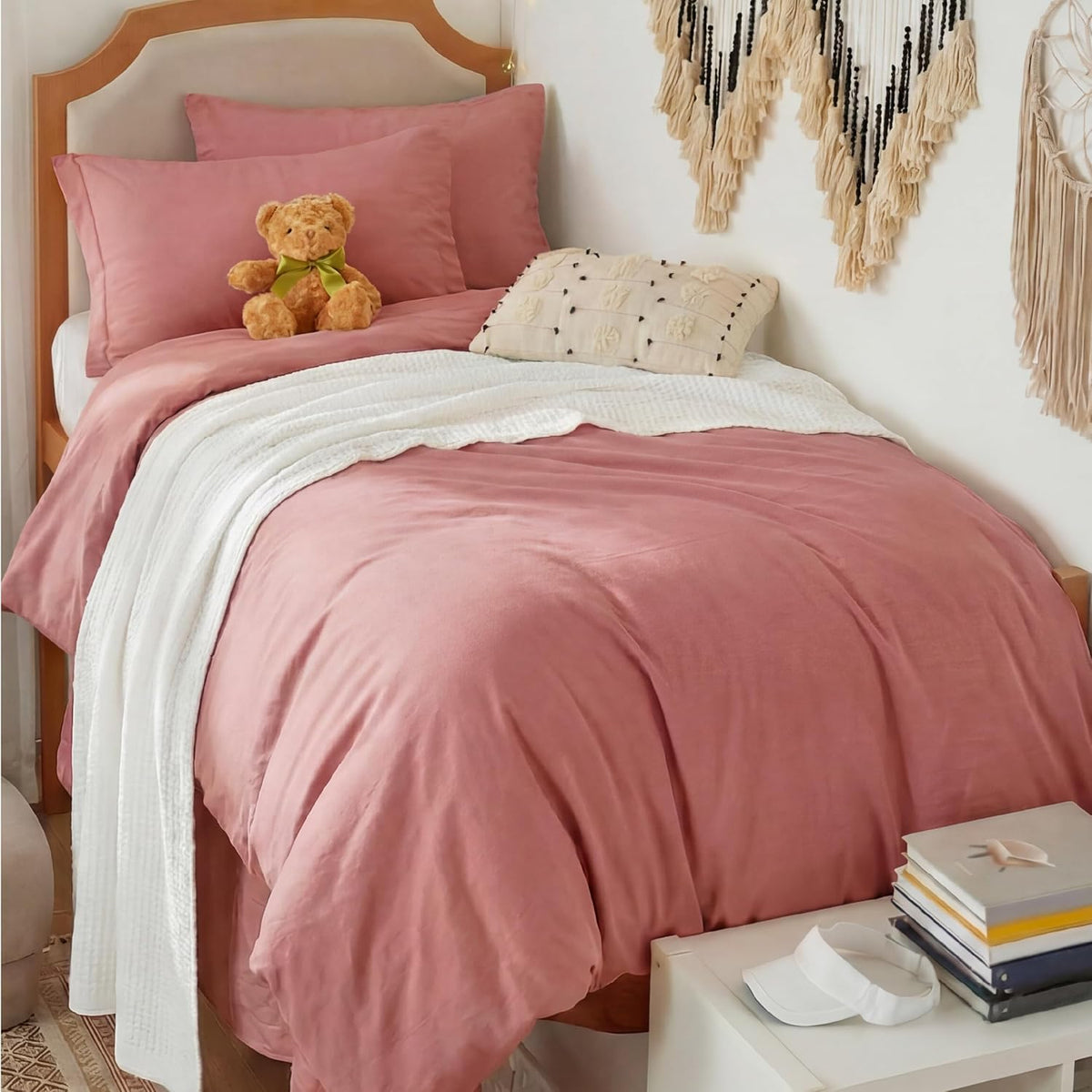 Bedsure Prewashed Duvet Cover Queen, Cotton-Like Soft Bedding Set, Navy