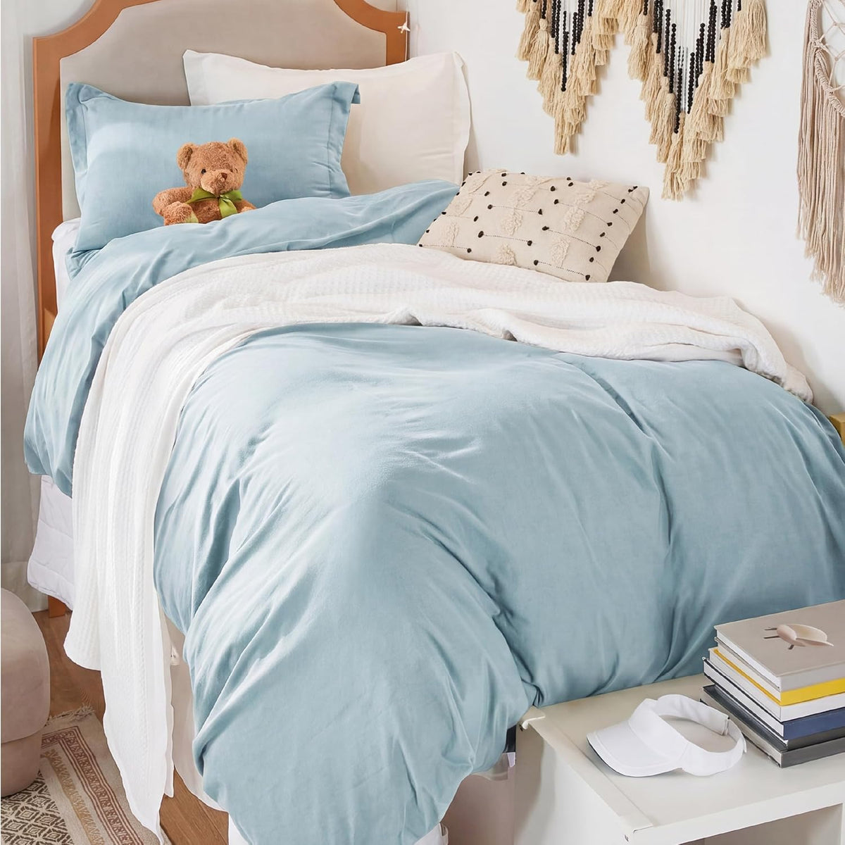 Bedsure Prewashed Duvet Cover Queen, Cotton-Like Soft Bedding Set, Navy