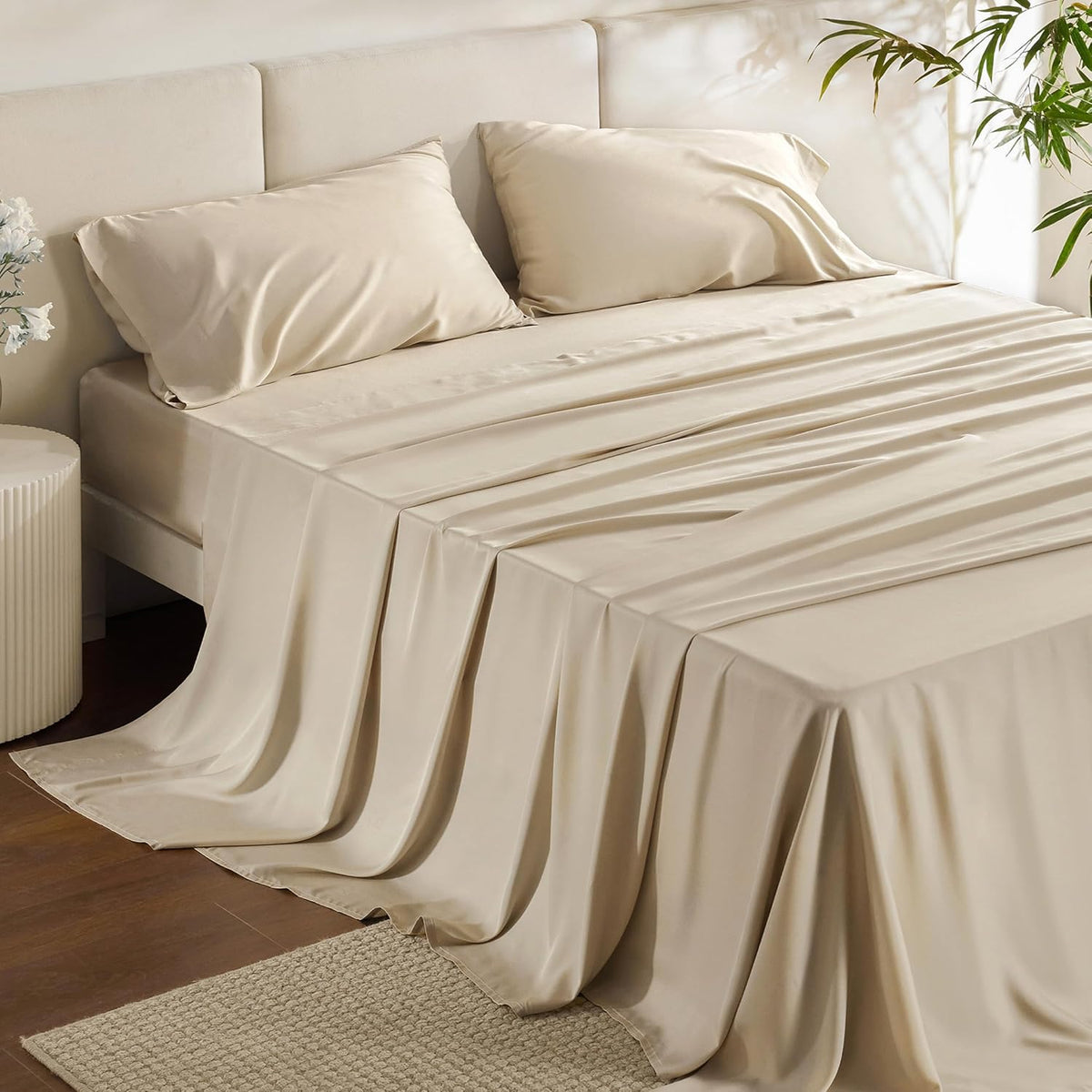 Bedsure PureWoven 100% Rayon Derived from Bamboo, King Size Sheets Set