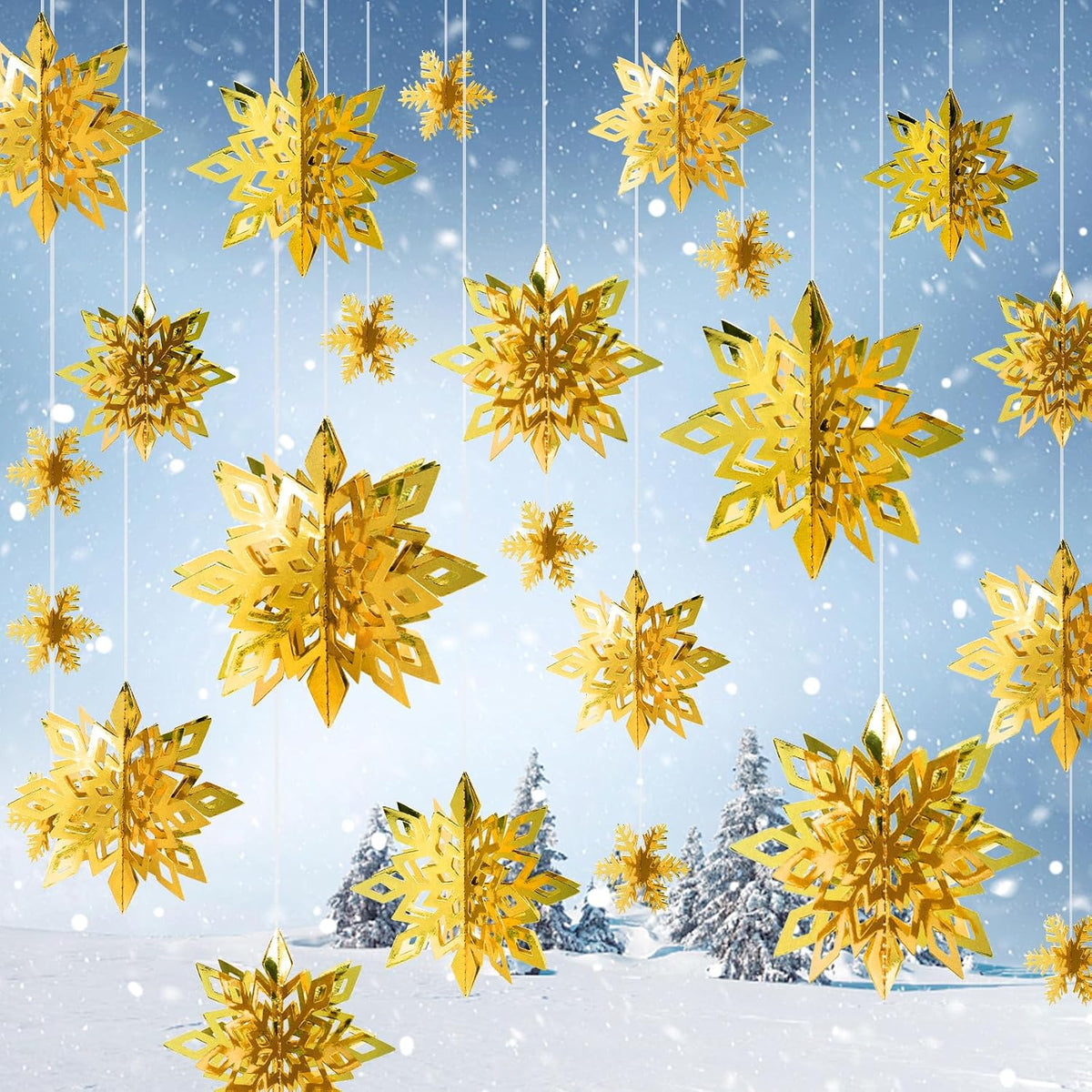 24PCS Hanging Snowflake Decorations Winter Wonderland Party Supplies