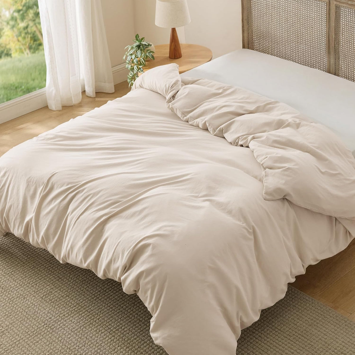 Bedsure Prewashed Duvet Cover Queen, Cotton-Like Soft Bedding Set, Navy
