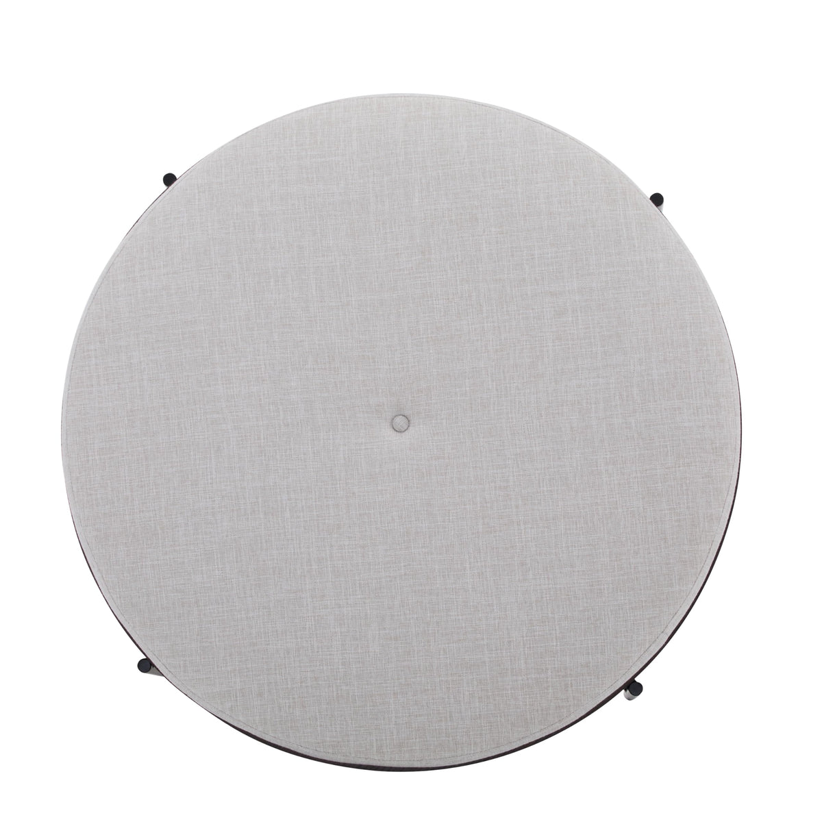Christopher Knight Home Neapo Round Ottoman, Cocktail Ottoman, Upholstery Coffee Table, X Shape Legs, Comfortable Footstool, Durable Metal Frame, Spacious Seating for Living Room Entryway, Beige+Black