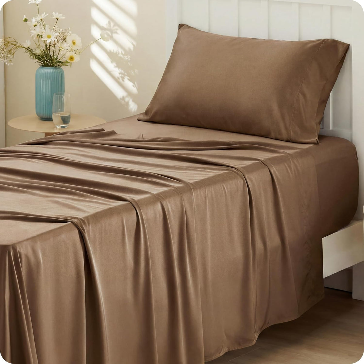 Bedsure PureWoven 100% Rayon Derived from Bamboo, King Size Sheets Set