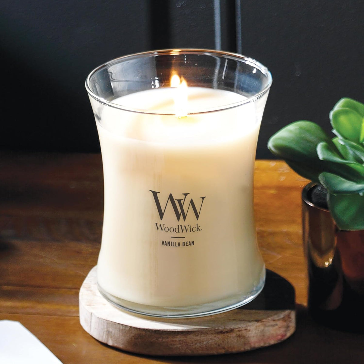 WoodWick Vanilla Bean Scented Candle, Crackling Wick, 9.7oz