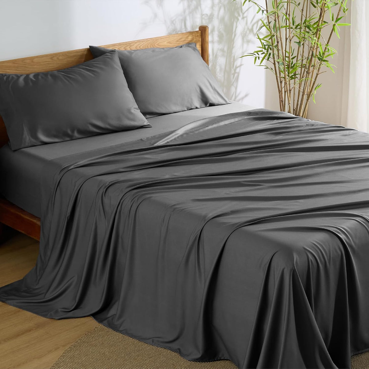 Bedsure PureWoven 100% Rayon Derived from Bamboo, King Size Sheets Set