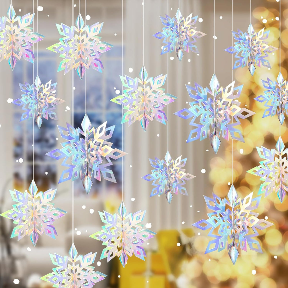 24PCS Hanging Snowflake Decorations Winter Wonderland Party Supplies