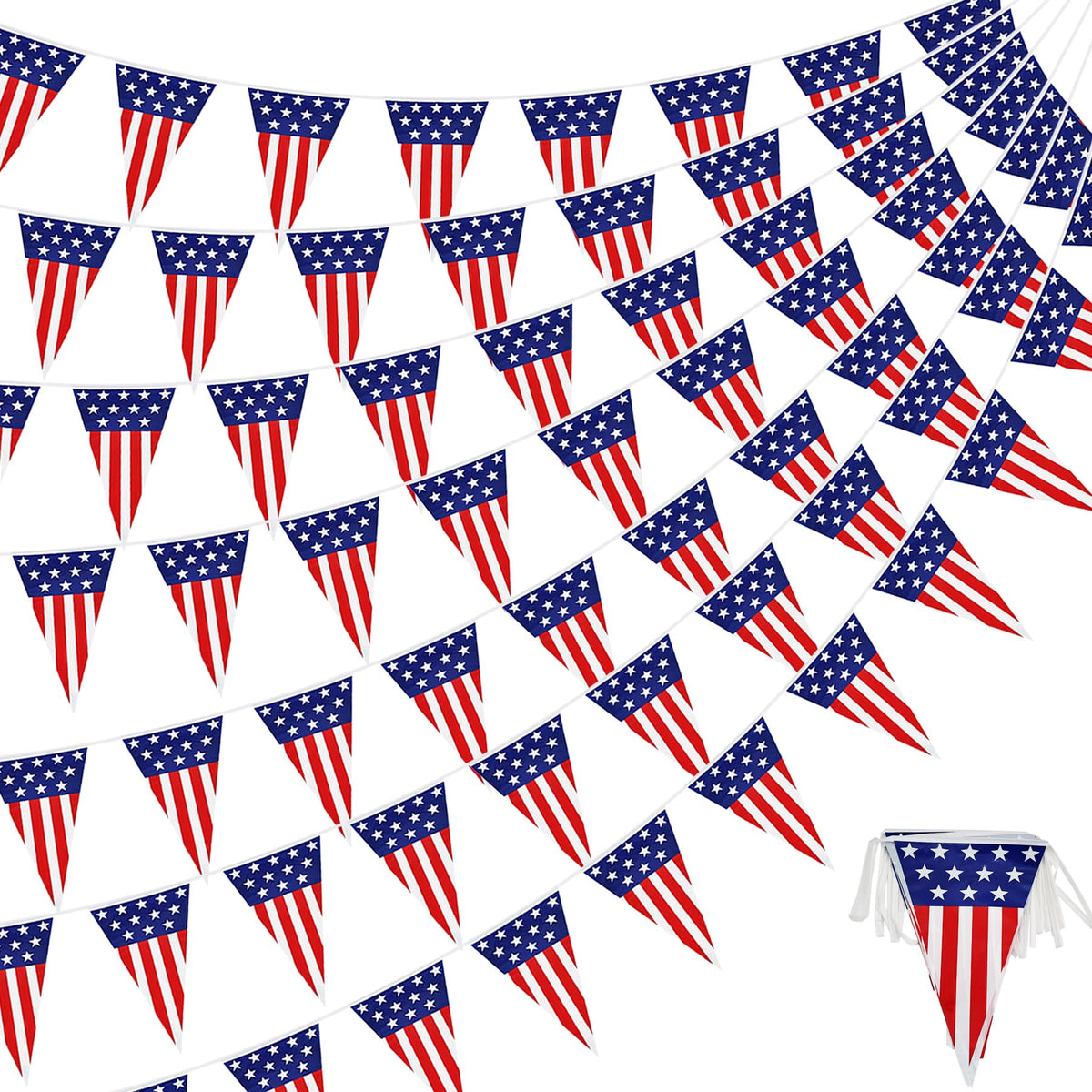 USA Flag Pennant Banner 4th of July American Flag Banner