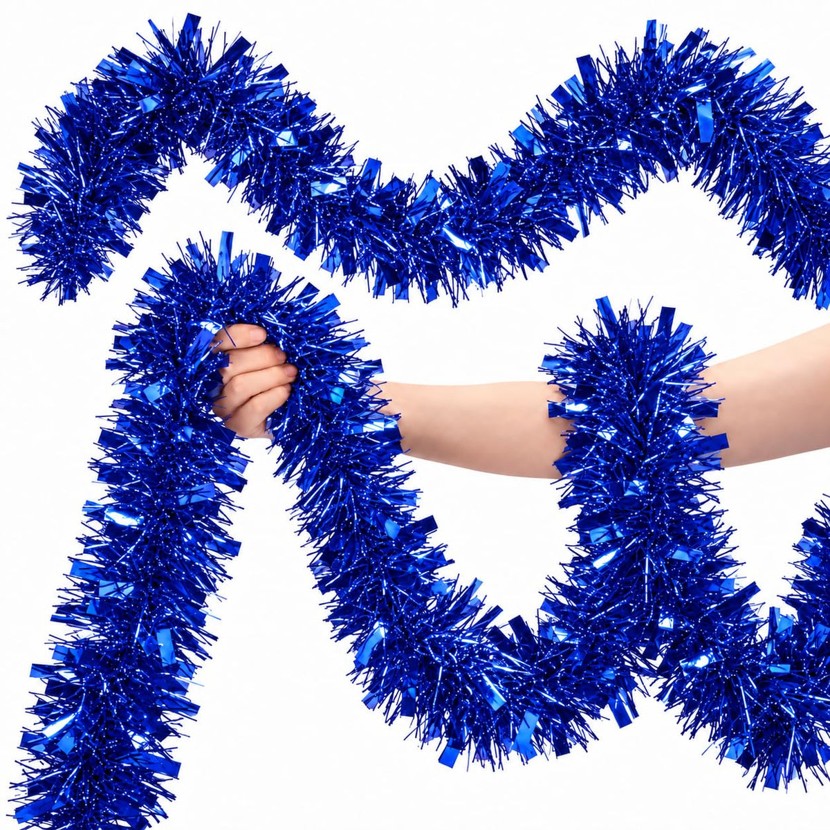Watayo 52.5 Ft Glitter Tinsel Garland Decoration, Metallic Tinsel Twist Garland, Golf Cart Shiny Tinsels for Party Decor