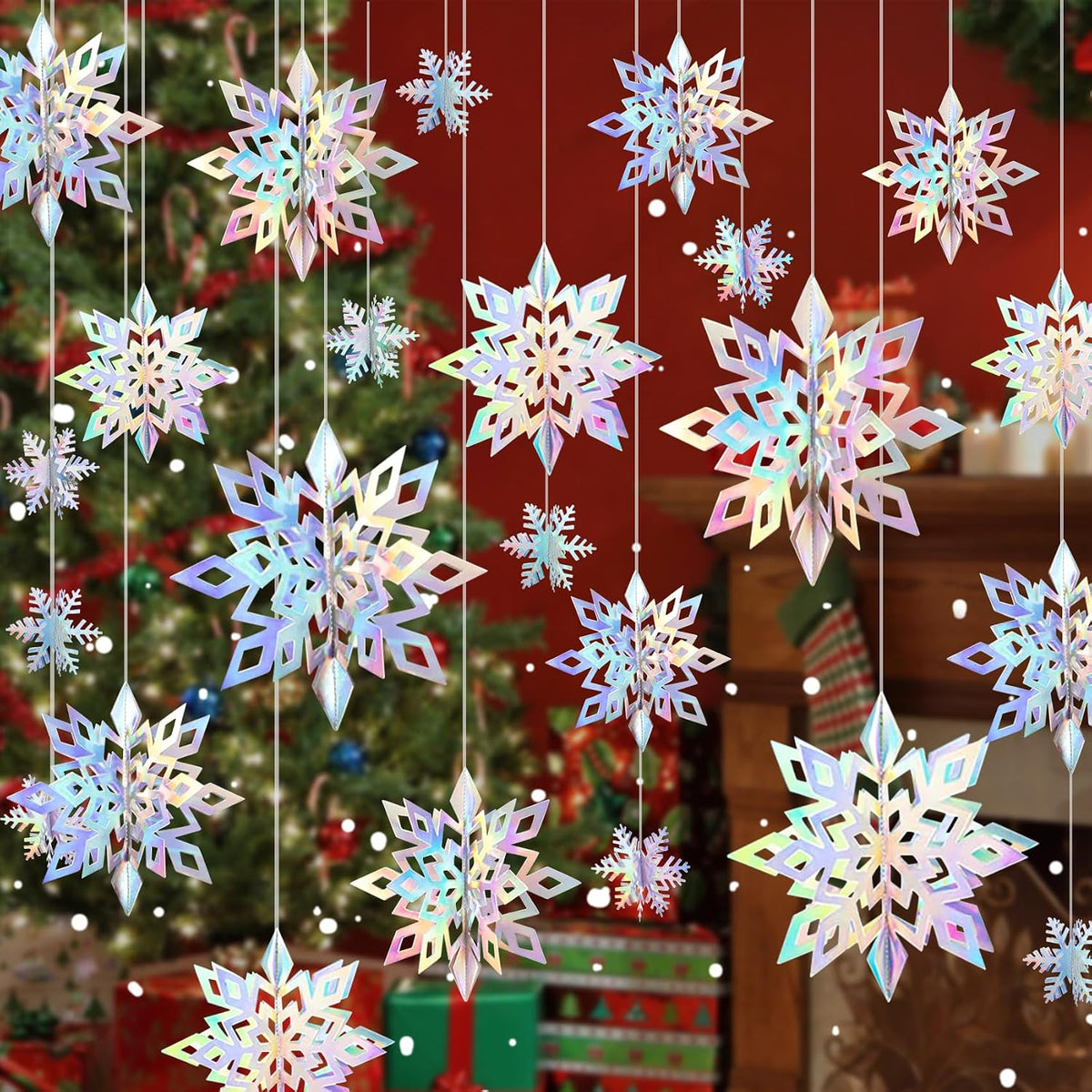 24PCS Hanging Snowflake Decorations Winter Wonderland Party Supplies