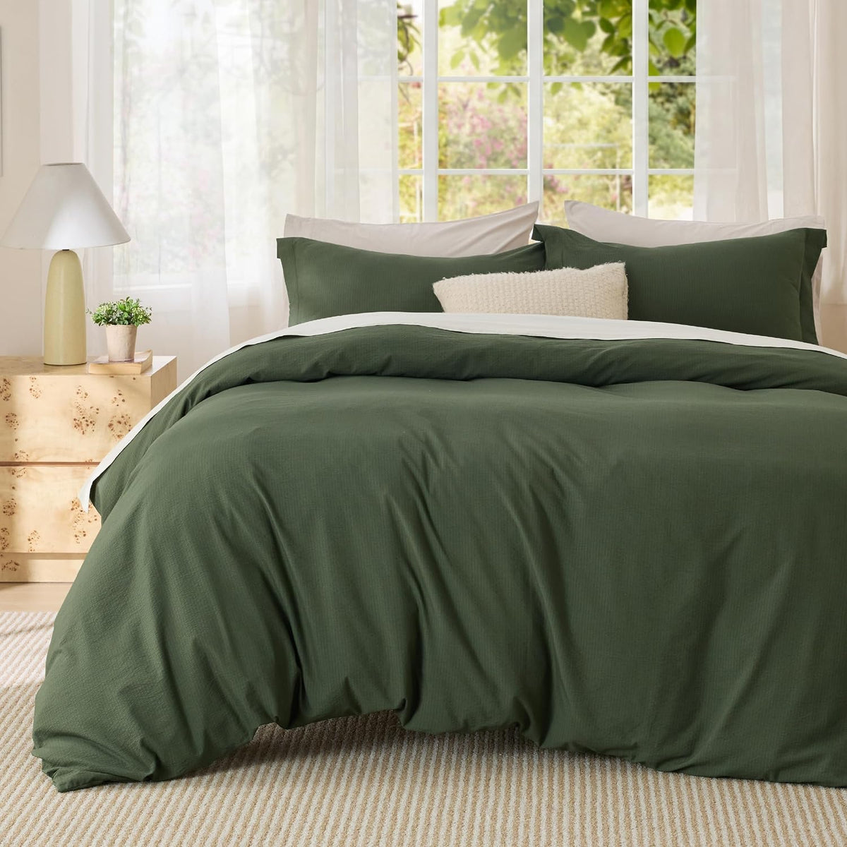 Bedsure Prewashed Duvet Cover Queen, Cotton-Like Soft Bedding Set, Navy