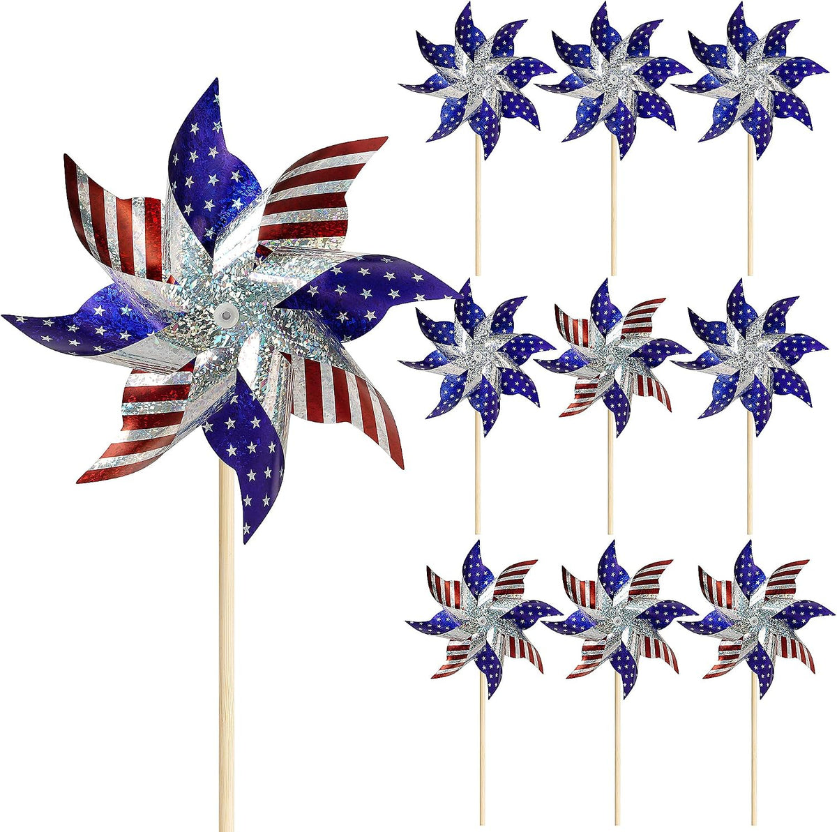 HOOSUN 12Pcs Patriotic Pinwheels for Yard and Garden American Flag Pinwheel