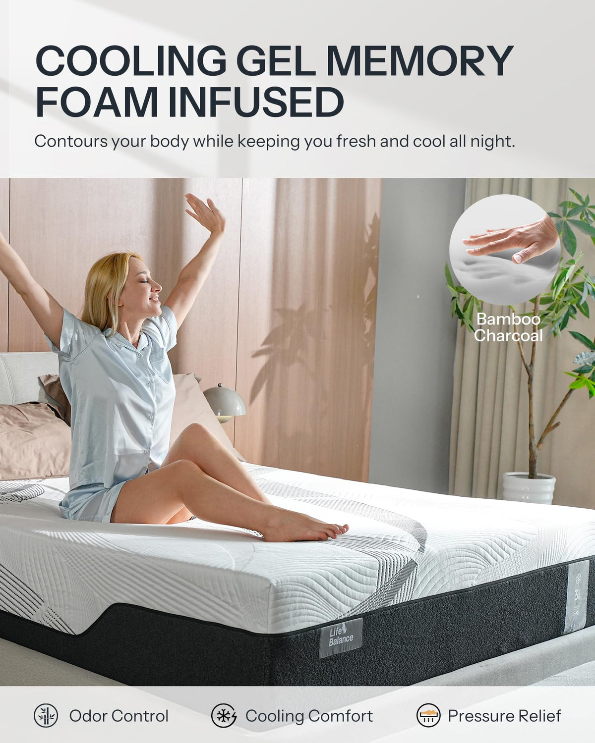 Life Balance Hybrid Mattress Made in USA, 3 Zoned Pocket Coils for Pressure Relief
