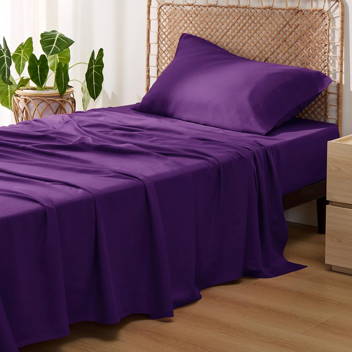 Bedsure PureWoven 100% Rayon Derived from Bamboo, King Size Sheets Set