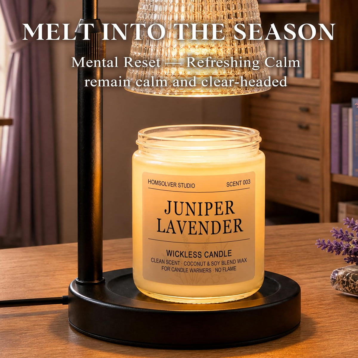 Homsolver Juniper Lavender Wickless Candles for Candle Warmer Lamp, Flameless Non-Toxic Soy Scented Candles for Home Decor, 50H Lasting Clean Burn, Ideal Aromatherapy Gifts for Women & Men