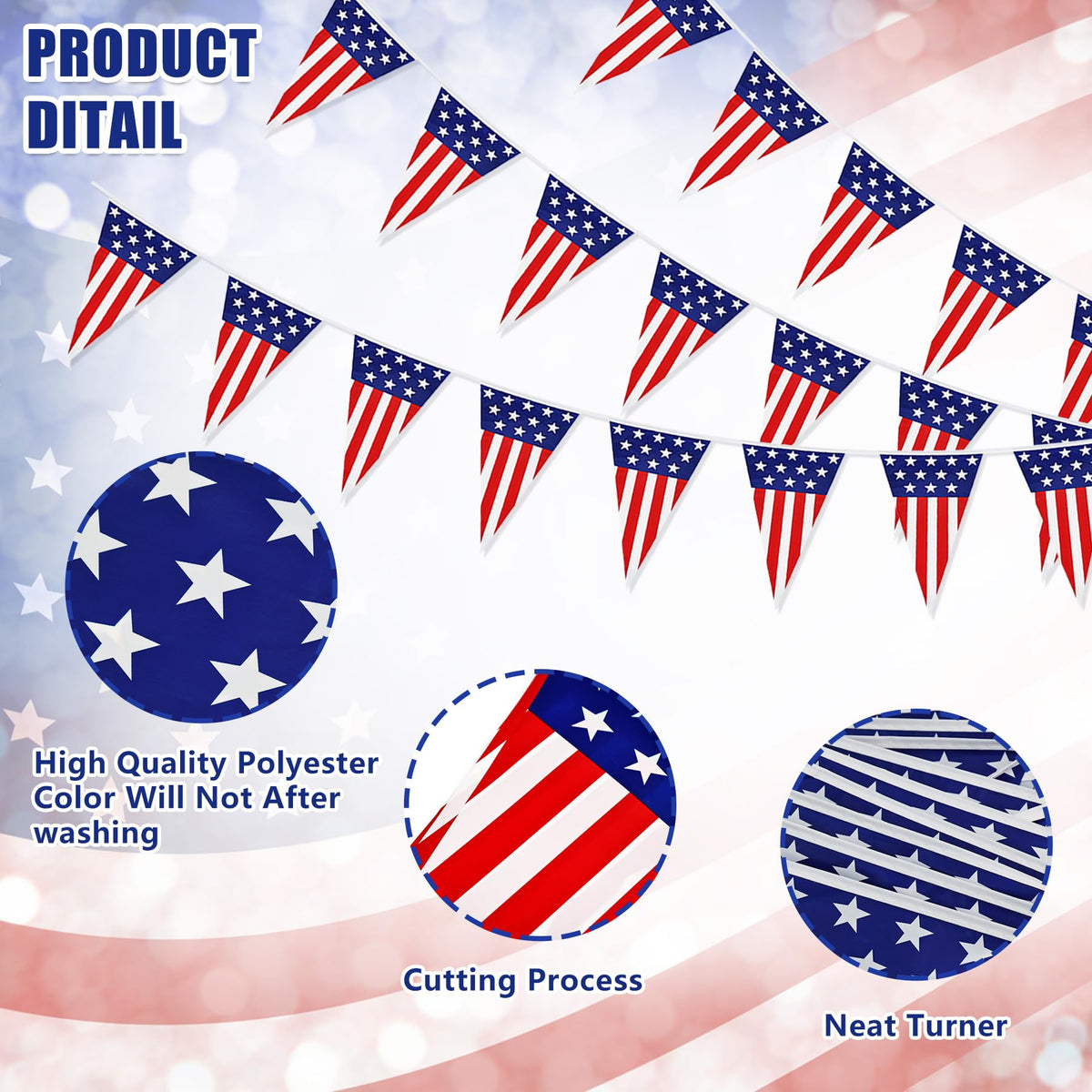 USA Flag Pennant Banner 4th of July American Flag Banner