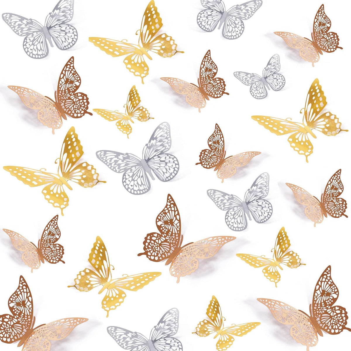 SAOROPEB 3D Butterfly Wall Decor 48 Pcs Gold Butterfly Birthday Decorations