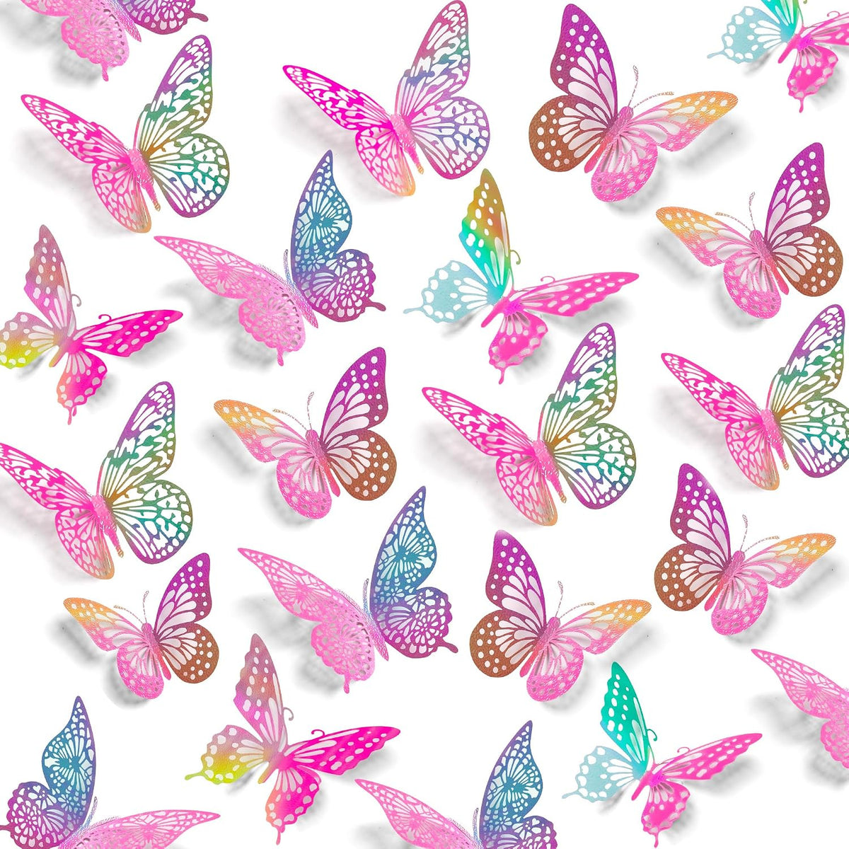 SAOROPEB 3D Butterfly Wall Decor 48 Pcs Gold Butterfly Birthday Decorations