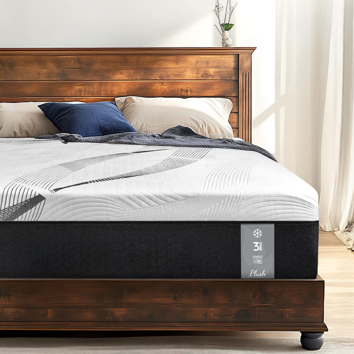 Life Balance Hybrid Mattress Made in USA, 3 Zoned Pocket Coils for Pressure Relief
