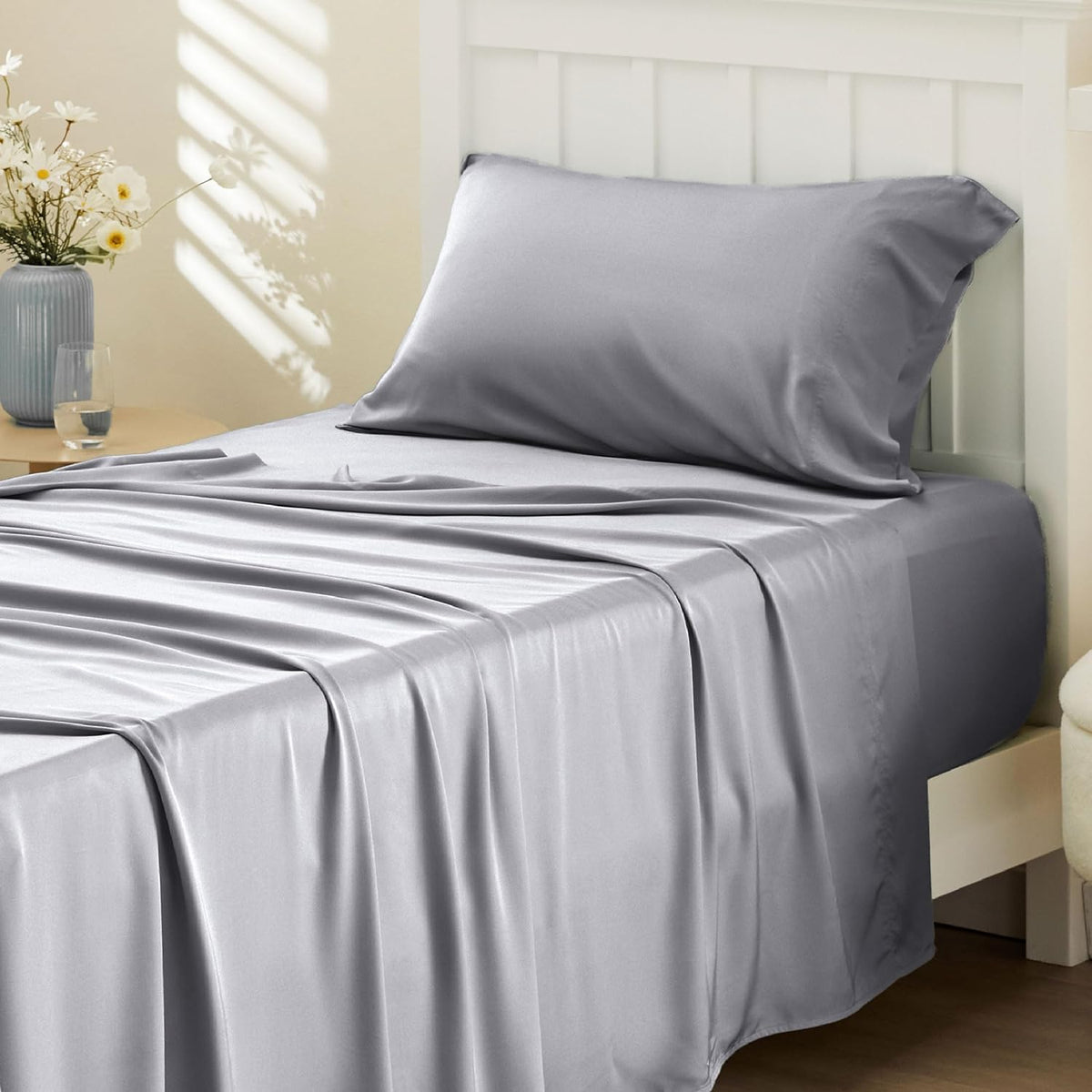 Bedsure PureWoven 100% Rayon Derived from Bamboo, King Size Sheets Set