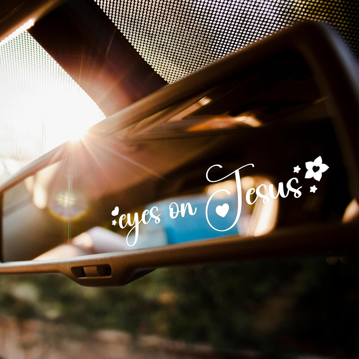 Set 2Pcs Look Back and Thank God Rearview Mirror Decal Funny Christian Love Jesus Bible Heart Humor Sticker Water Bottle Laptop Window Vinyl Waterproof 4 Inches Car Decals for Friend Coworker Dad Mom