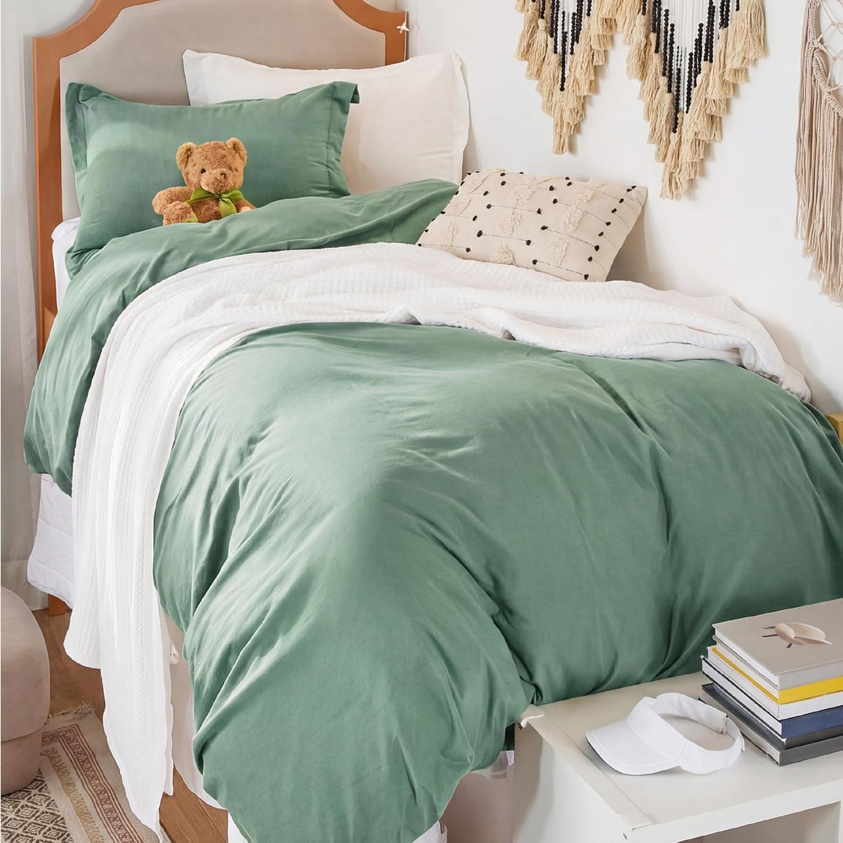 Bedsure Prewashed Duvet Cover Queen, Cotton-Like Soft Bedding Set, Navy