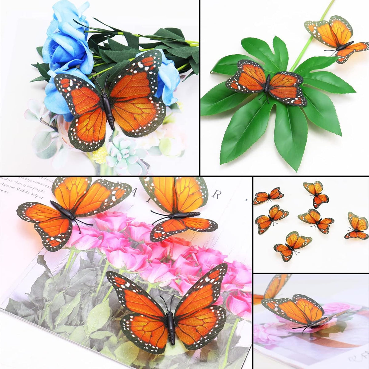 AQUEENLY Monarch Butterfly Decorations Orange Butterflies for Crafts DIY