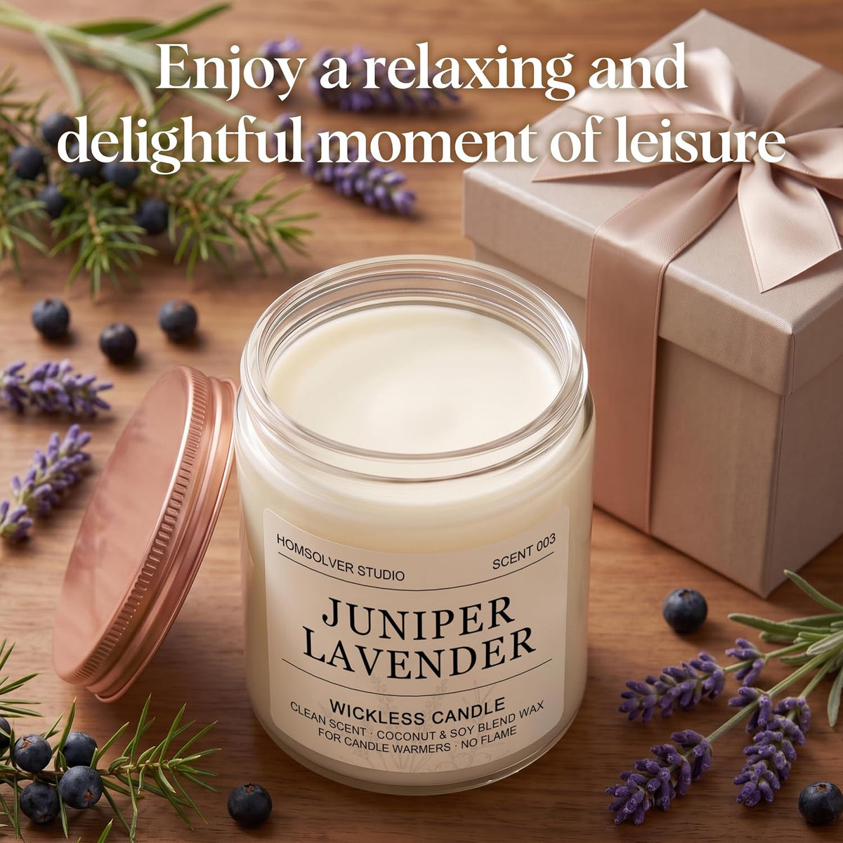 Homsolver Juniper Lavender Wickless Candles for Candle Warmer Lamp, Flameless Non-Toxic Soy Scented Candles for Home Decor, 50H Lasting Clean Burn, Ideal Aromatherapy Gifts for Women & Men