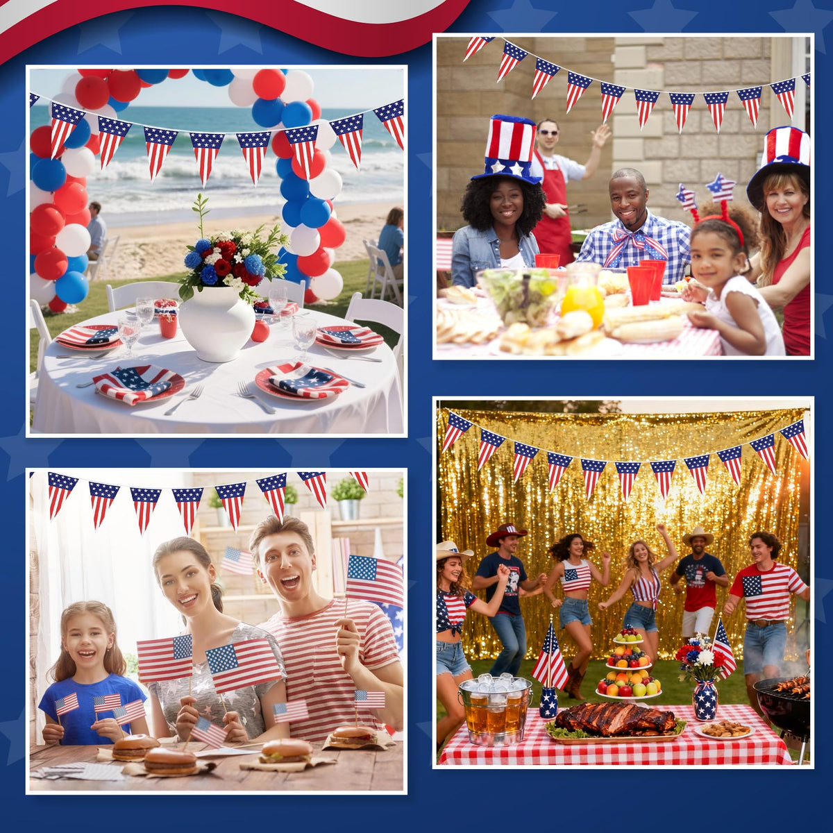 USA Flag Pennant Banner 4th of July American Flag Banner