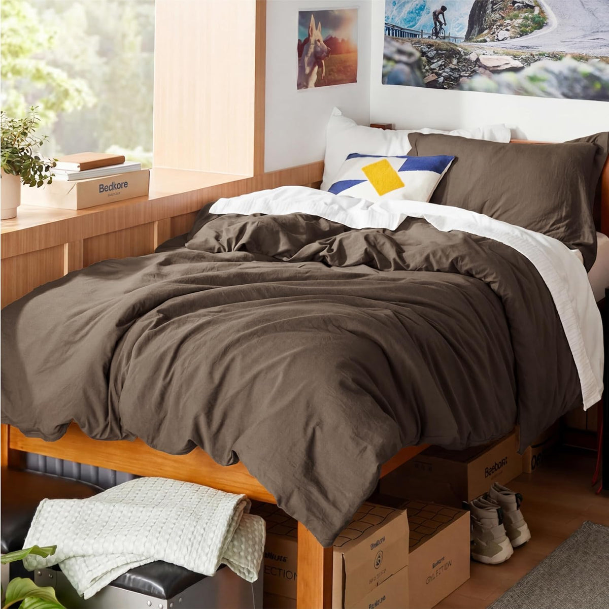 Bedsure Prewashed Duvet Cover Queen, Cotton-Like Soft Bedding Set, Navy