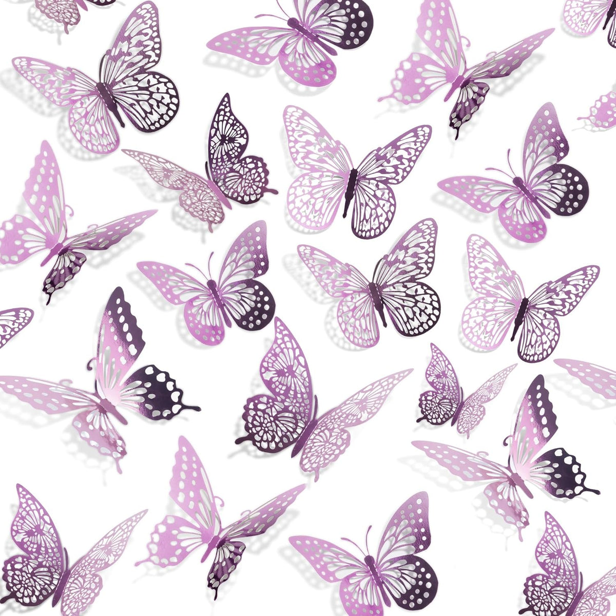 SAOROPEB 3D Butterfly Wall Decor 48 Pcs Gold Butterfly Birthday Decorations
