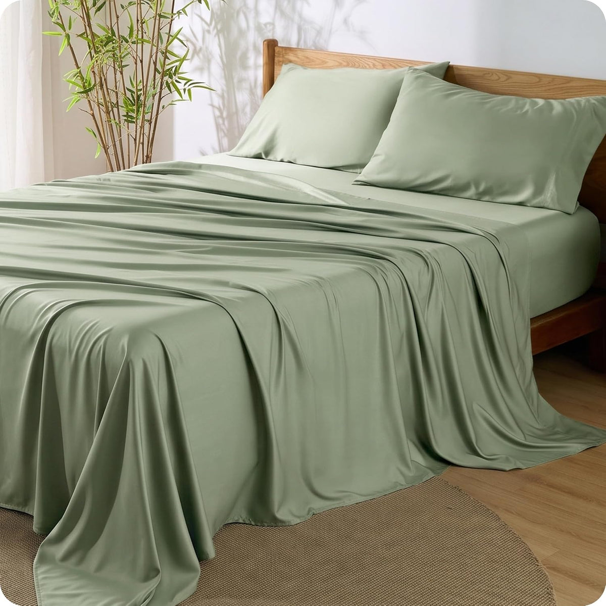 Bedsure PureWoven 100% Rayon Derived from Bamboo, King Size Sheets Set