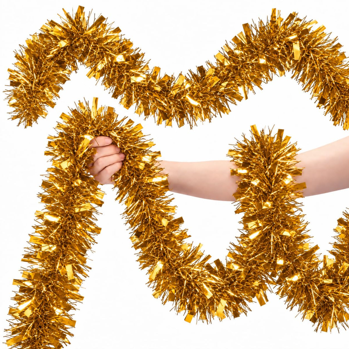 Watayo 52.5 Ft Glitter Tinsel Garland Decoration, Metallic Tinsel Twist Garland, Golf Cart Shiny Tinsels for Party Decor