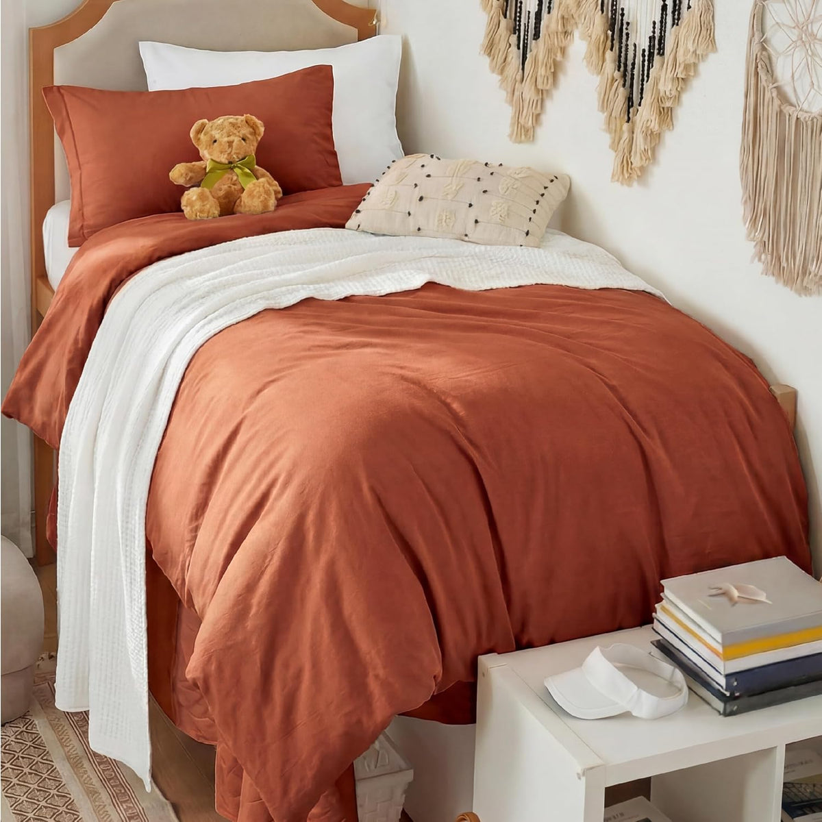 Bedsure Prewashed Duvet Cover Queen, Cotton-Like Soft Bedding Set, Navy