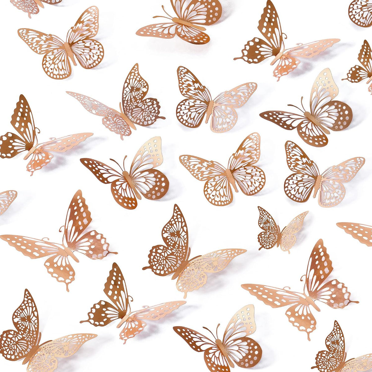 SAOROPEB 3D Butterfly Wall Decor 48 Pcs Gold Butterfly Birthday Decorations