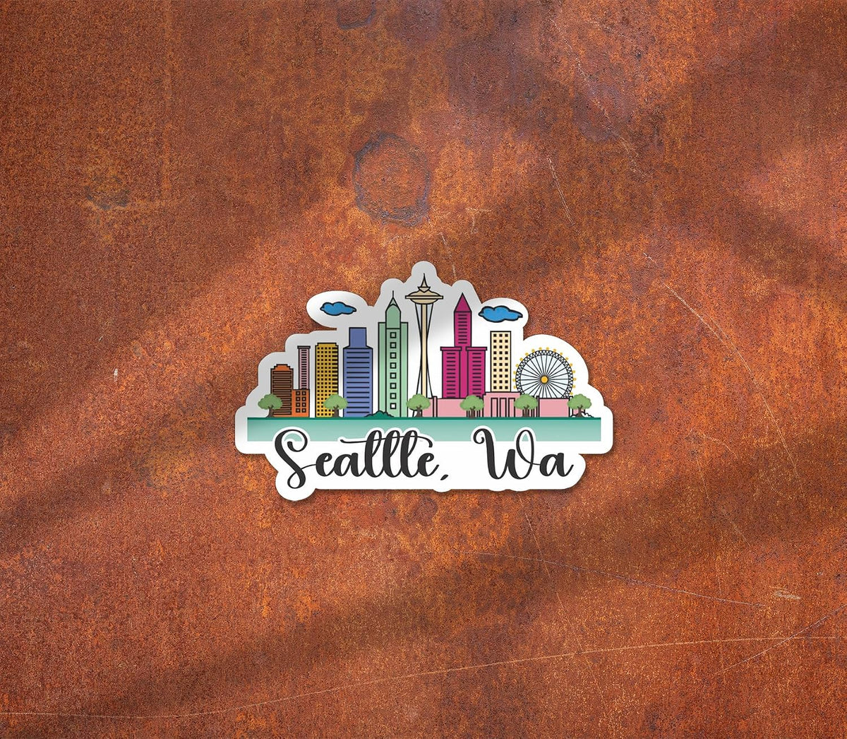 3Pcs Seattle Wa Skyline Sticker - Car Sticker - Laptop Sticker - Water Bottle Sticker - Washington Sticker - Travel Sticker - Seattle Sticker