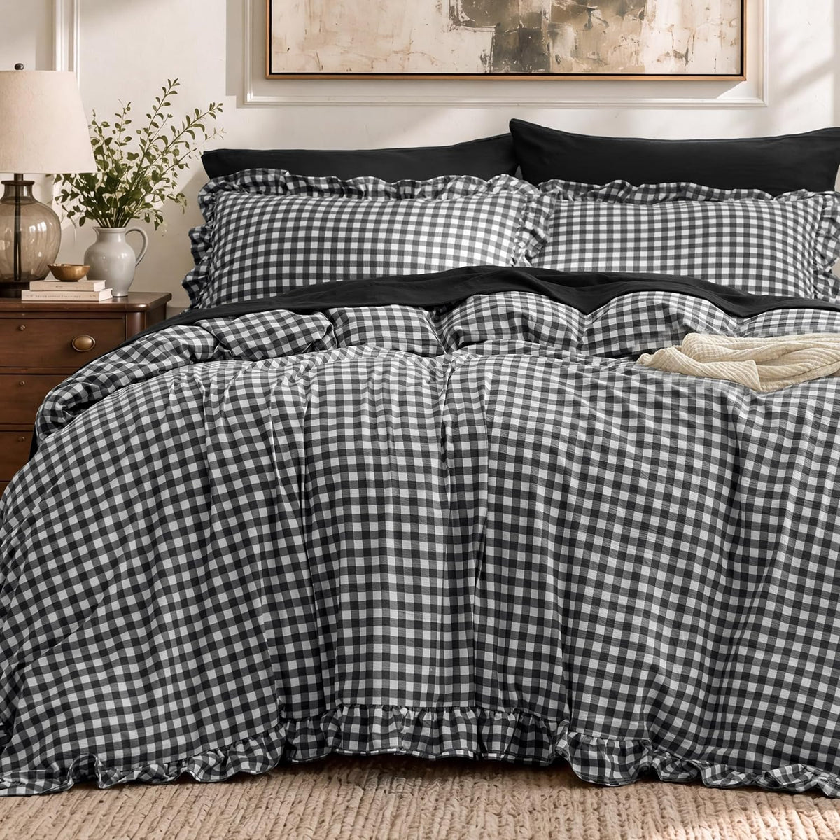 Bedsure Prewashed Duvet Cover Queen, Cotton-Like Soft Bedding Set, Navy