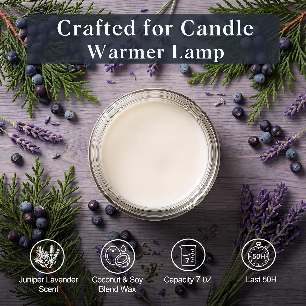 Homsolver Juniper Lavender Wickless Candles for Candle Warmer Lamp, Flameless Non-Toxic Soy Scented Candles for Home Decor, 50H Lasting Clean Burn, Ideal Aromatherapy Gifts for Women & Men