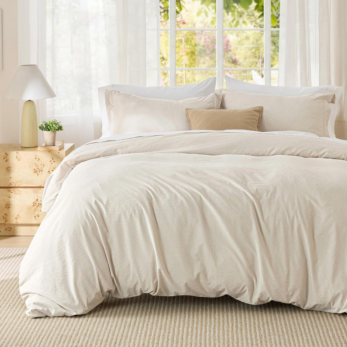 Bedsure Prewashed Duvet Cover Queen, Cotton-Like Soft Bedding Set, Navy