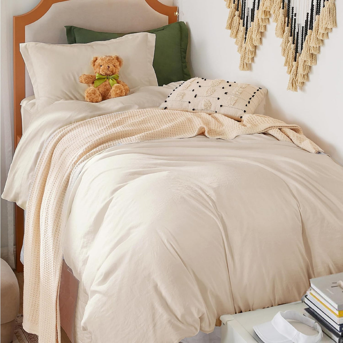 Bedsure Prewashed Duvet Cover Queen, Cotton-Like Soft Bedding Set, Navy