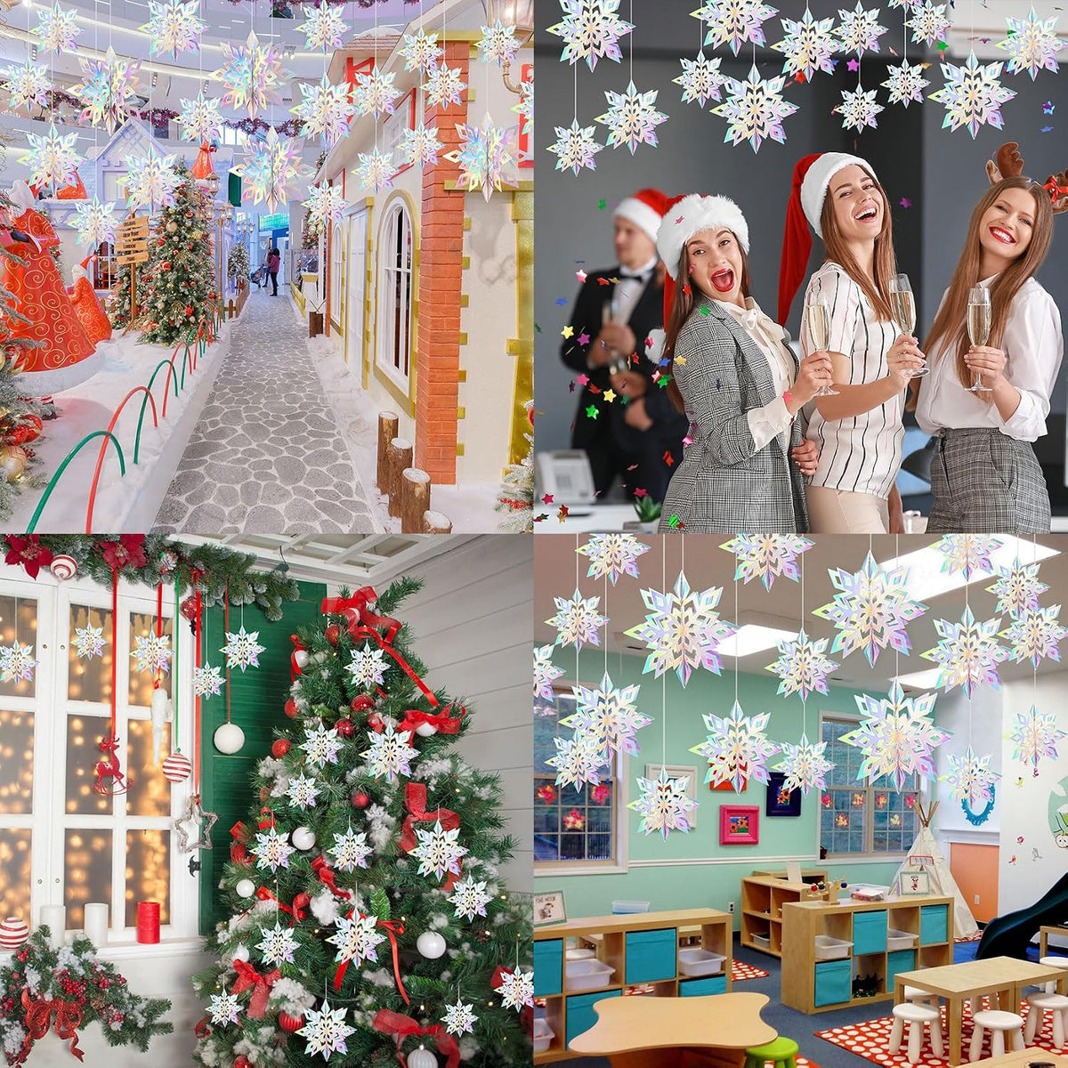 24PCS Hanging Snowflake Decorations Winter Wonderland Party Supplies