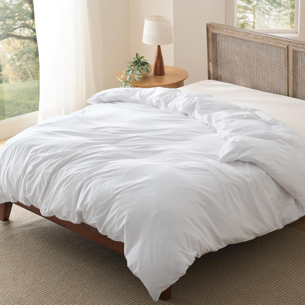 Bedsure Prewashed Duvet Cover Queen, Cotton-Like Soft Bedding Set, Navy