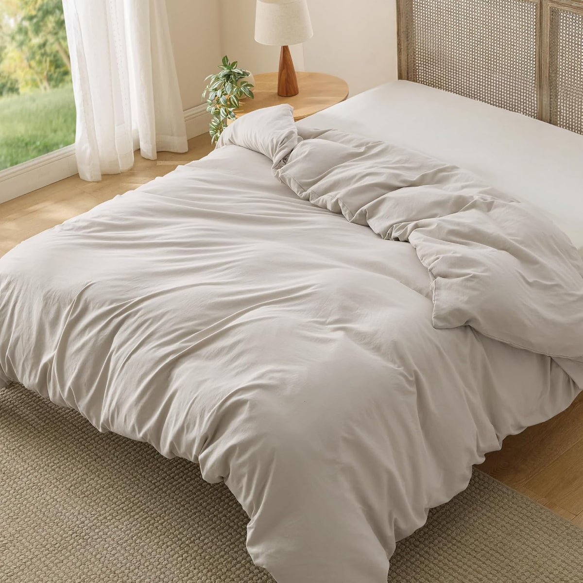 Bedsure Prewashed Duvet Cover Queen, Cotton-Like Soft Bedding Set, Navy