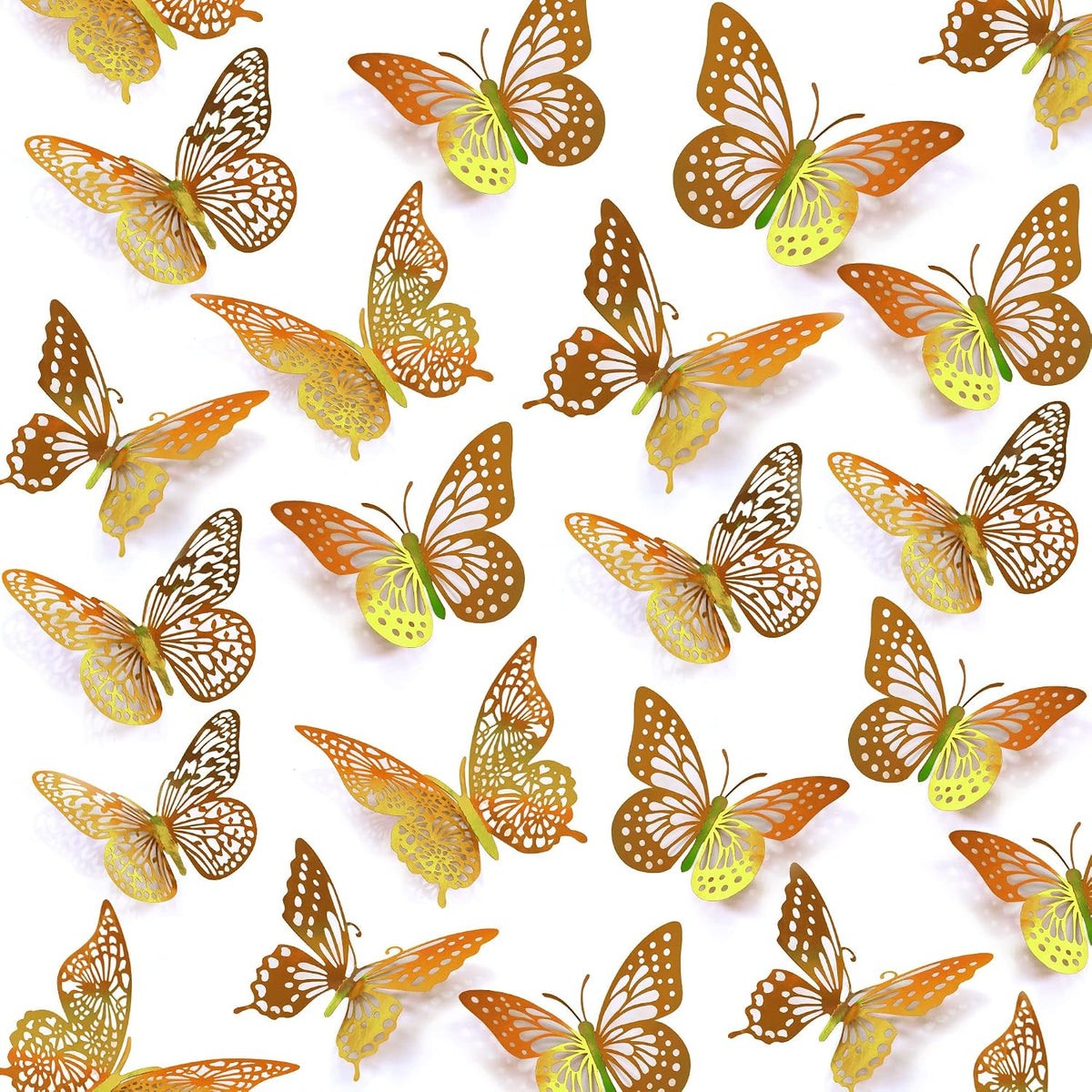 SAOROPEB 3D Butterfly Wall Decor 48 Pcs Gold Butterfly Birthday Decorations