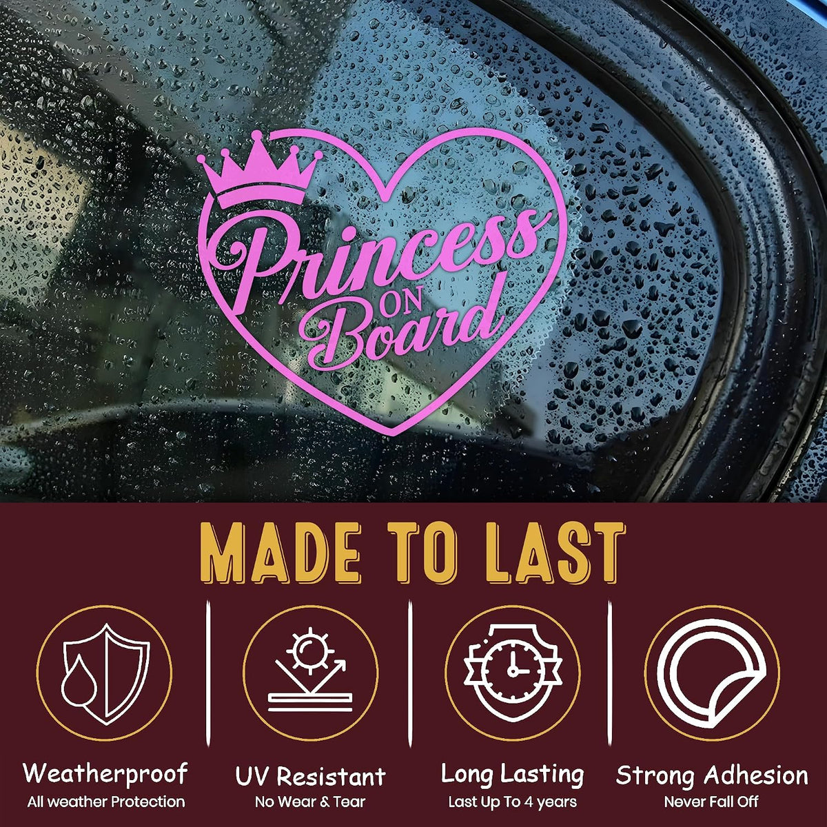 Princess On Board Car Decal, Funny Passenger Cute Crown Decals, Aesthetic Vinyl Waterproof 8 inch Bumper Sticker for Trucks Window, Car Accessories Decorations Gifts for Women Friend Mom