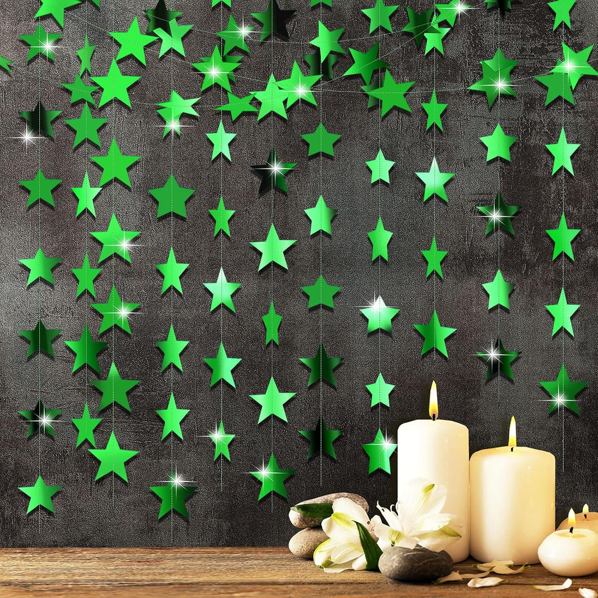 Patelai 130 ft Star Garland Banner Decor, Gold